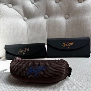 Maui Jim Black Hard Cases and Brown Zip Sunglass Case